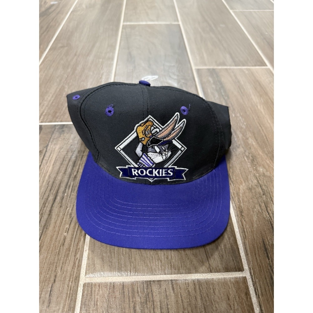 VTG 90s Colorado Rockies Bugs Bunny Looney Tunes WB Snapback Hat Baseball Cap